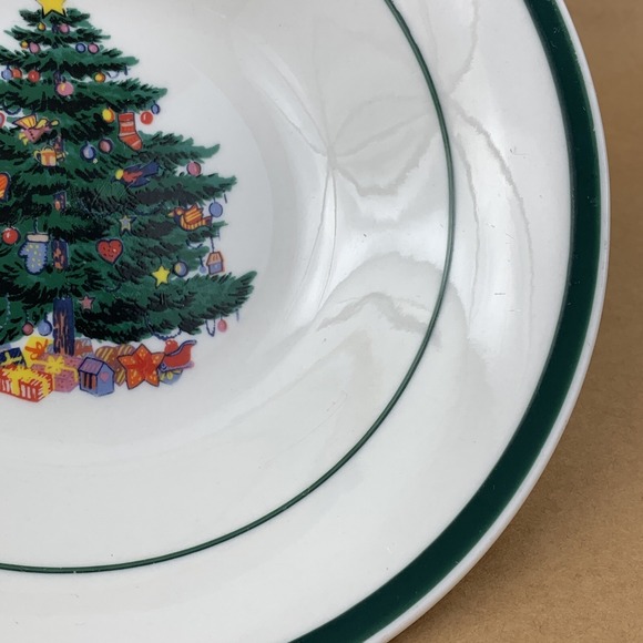 Christmas Tree Plates and Bowls Set Holiday Dinnerware Green Trim Totally Today - Picture 8 of 11